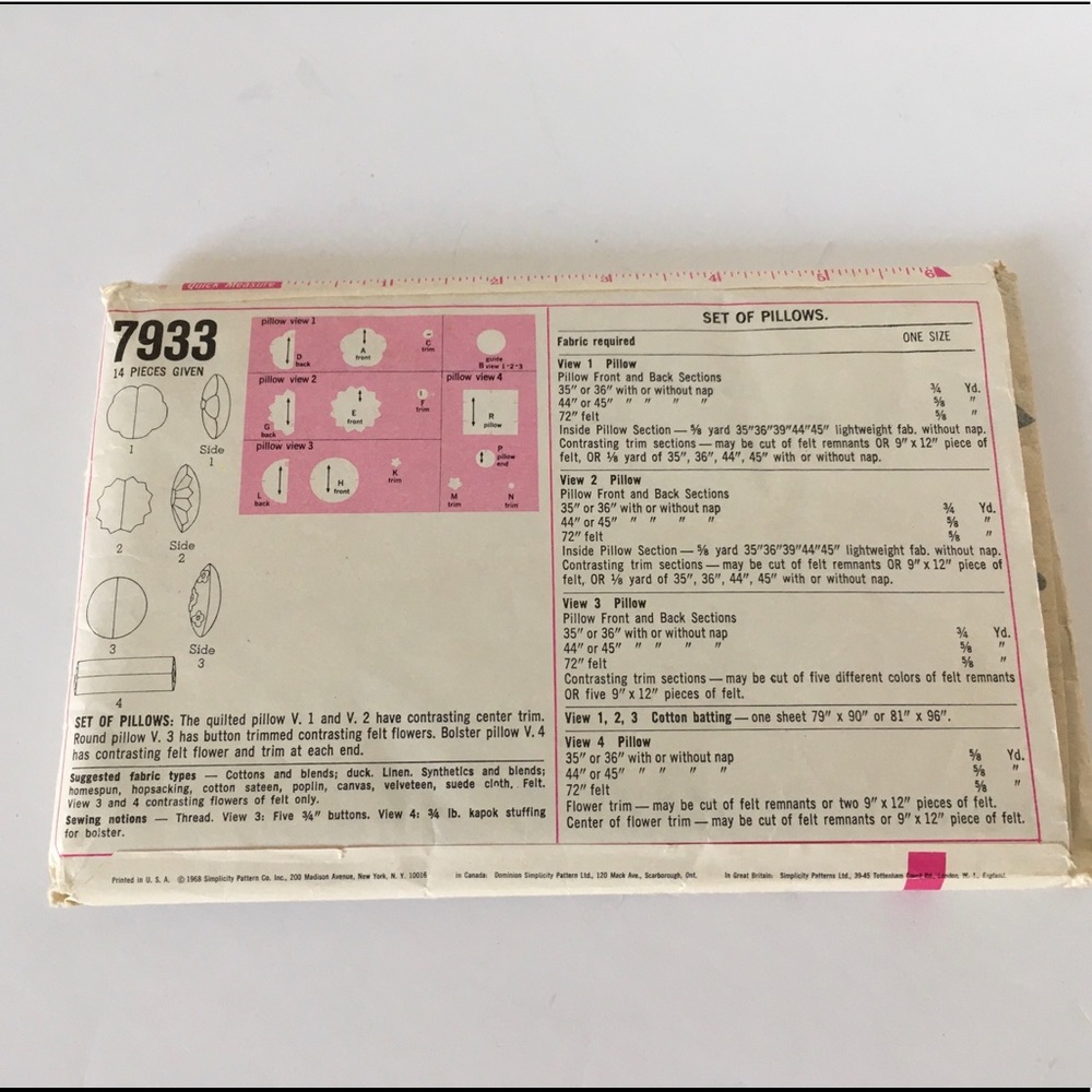 Vintage Simplicity round pillow sewing  pattern - Picture 6 of 10